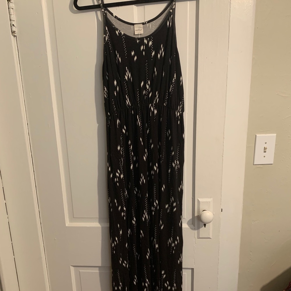 Black maxi dress with white prints